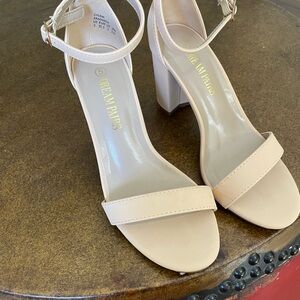 Dream Pairs Women's Cream Block Heel Sandals